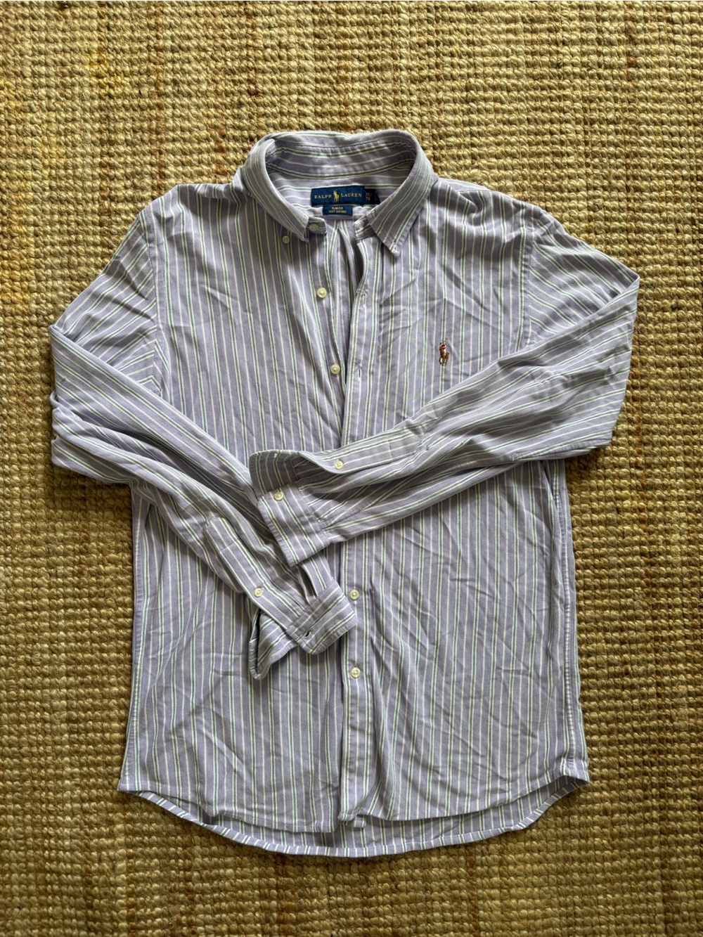 Polo Ralph Lauren Purple Striped Slim Fit Button-Up Shirt — XL